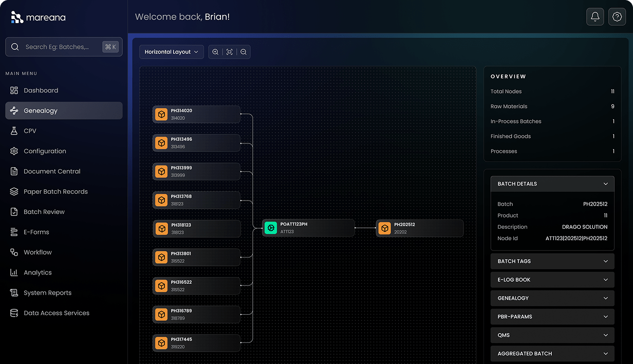 Mareana Batch Genealogy AI Powered End-to-End Traceability